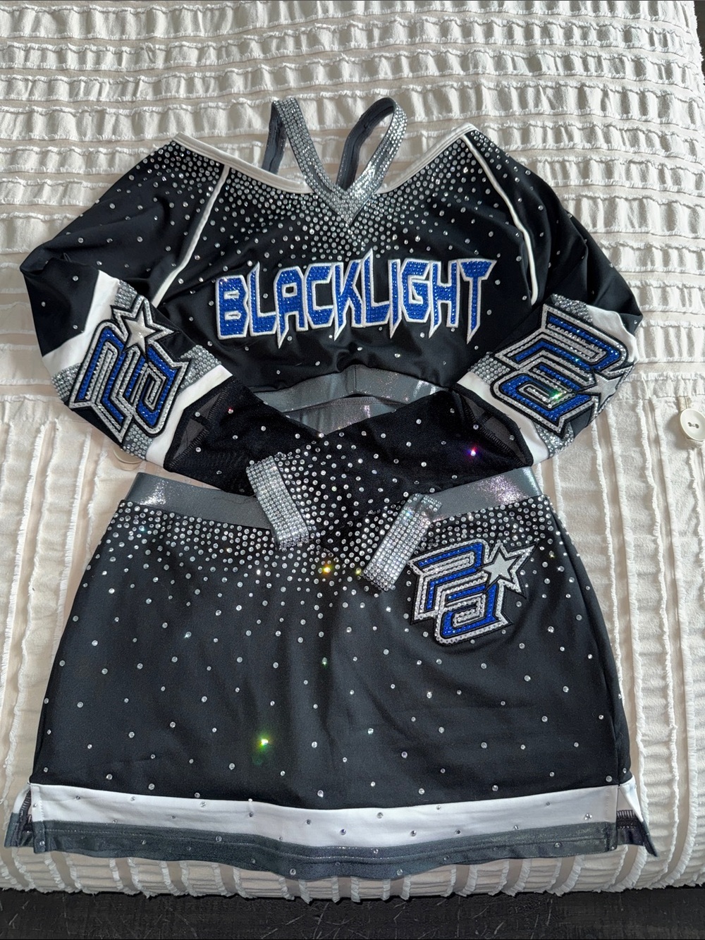 Blacklight Women's Black & Silver Rhinestone Cheer Uniform Set